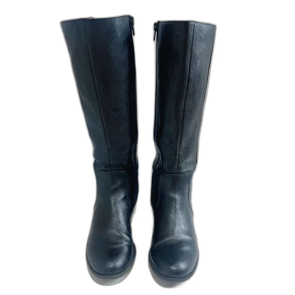 Life Stride X-Amy Black Faux Leather Wide Calf Riding Boots Knee High Size 6.5